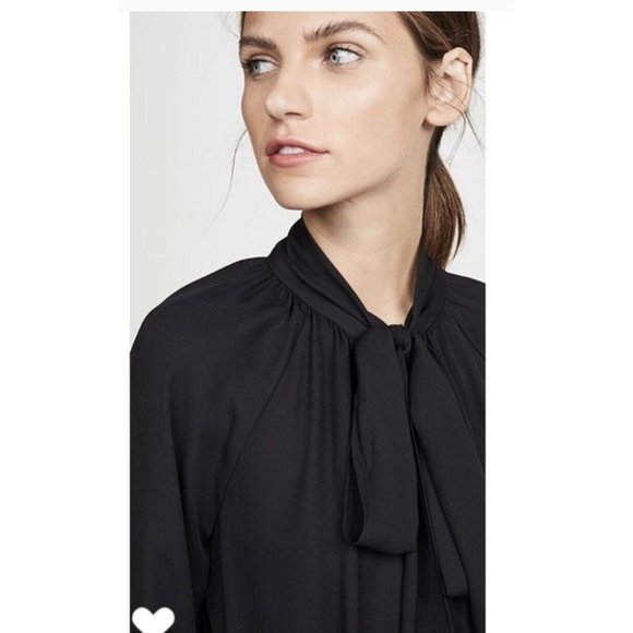 Theory Classic Scarf Top in Black Medium Womens Long Sleeve Blouse - Picture 2 of 14